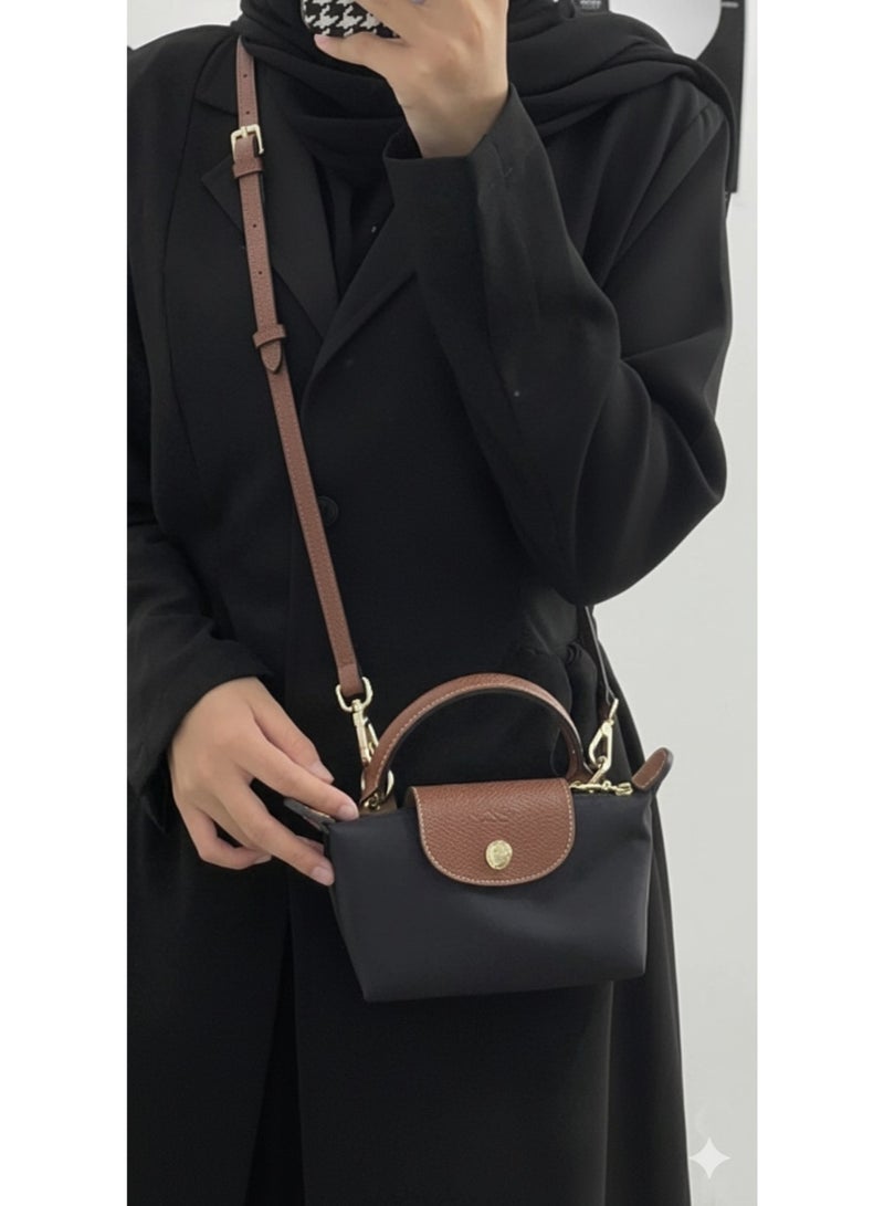 Longchamp Women's classic fashion versatile mini makeup bag handbag shoulder bag handheld small bag Mini  Black Classic - Image 2